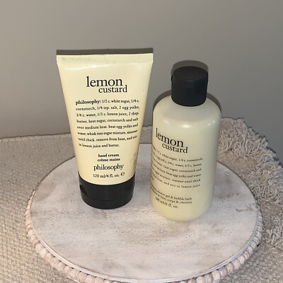 Brand New Lot of 2 PHILOSOPHY bath Body works LEMON CUSTARD Lotion Shampoo  183