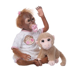 21 Reborn Monkey Silicone Vinyl Doll Toy Cloth Body With White T
