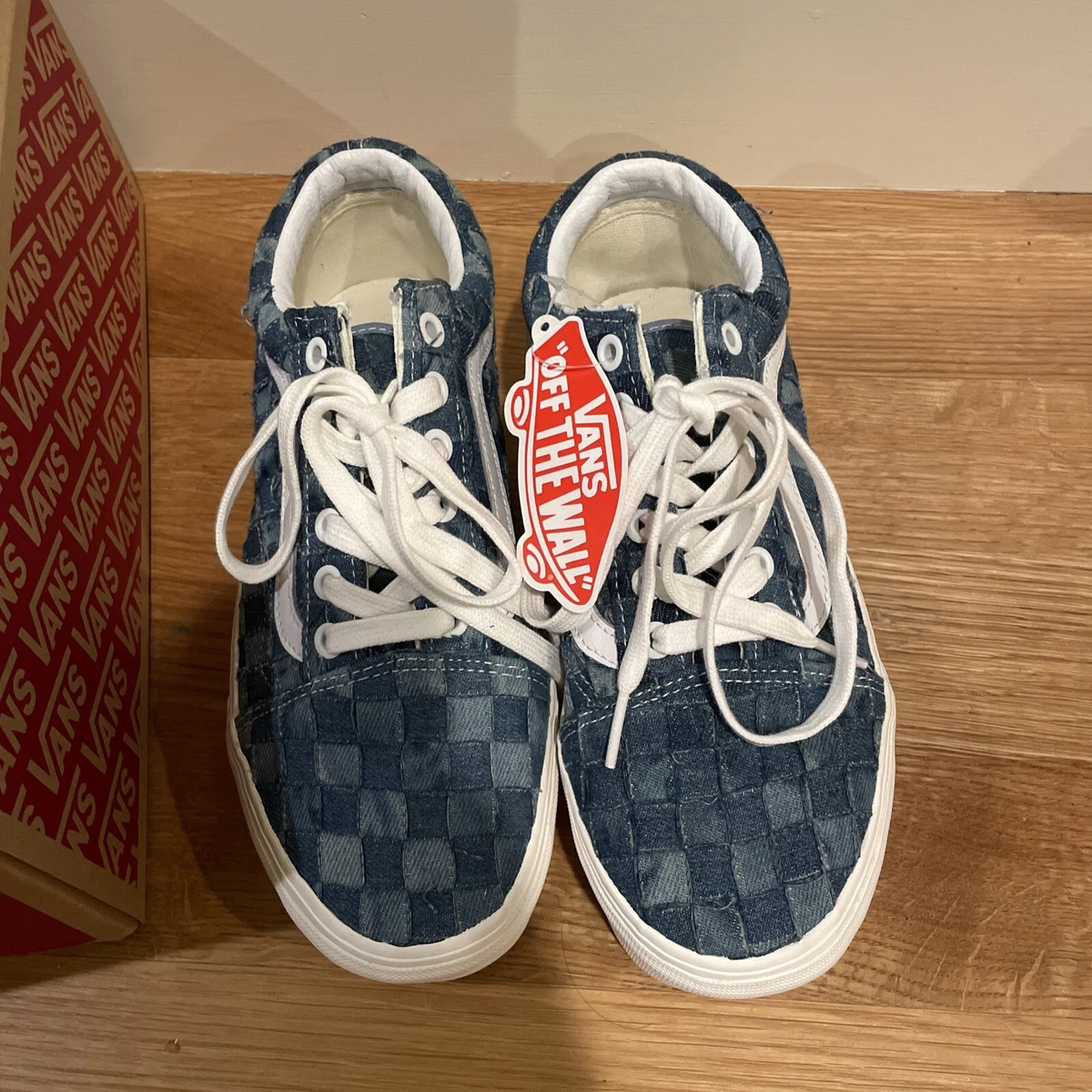 Vans Old Skool Stacked Platform Shoes Woven Denim Sneakers Womens