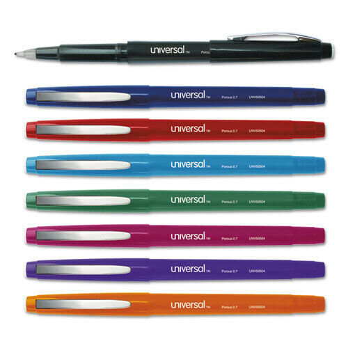 Universal 50504 0.7 mm Porous Point Pens - Asstd Ink Colors (8/P