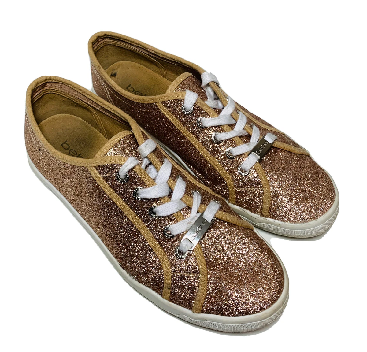 Bebe Sport Dane Fashion Sneakers Women s Size 9 Rose Gold Low Top Lace Up Shoes