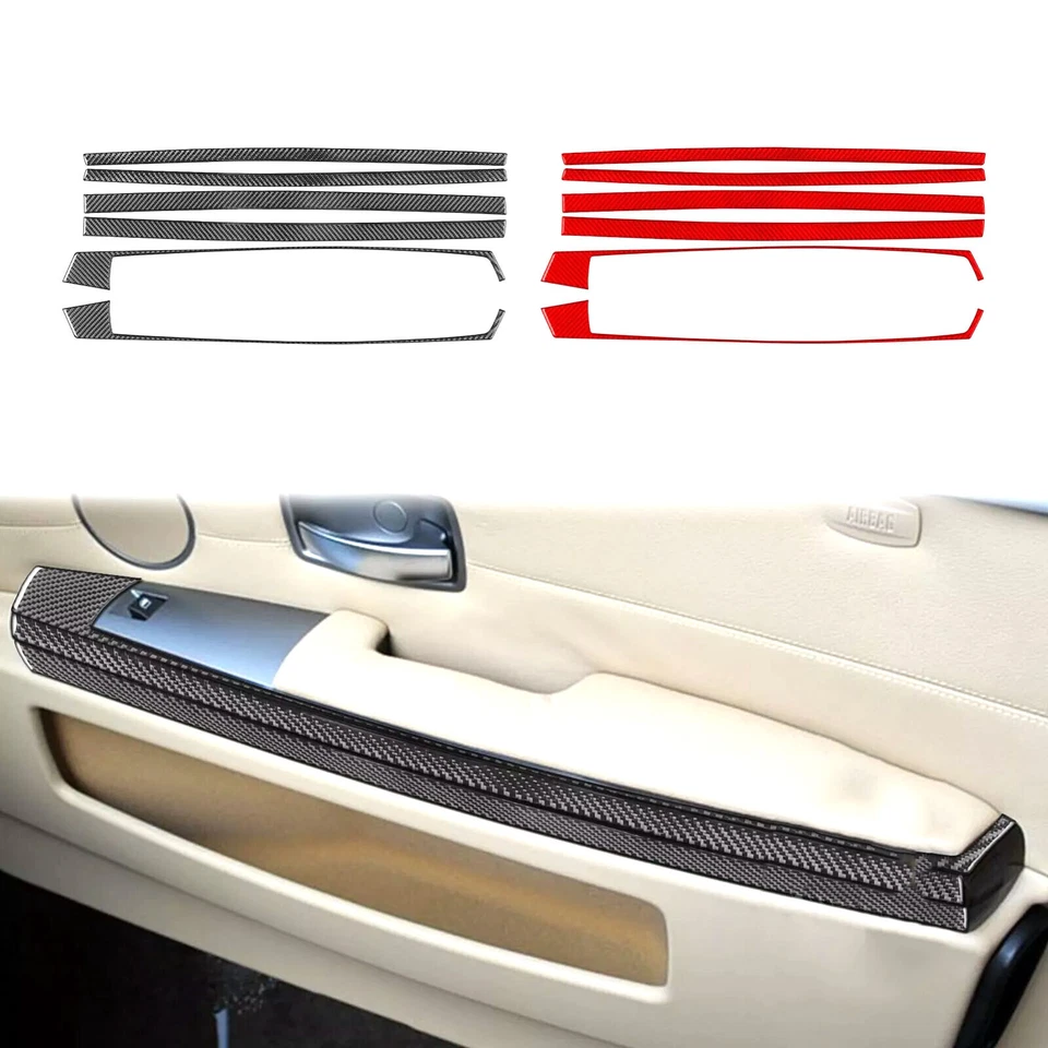 Tiras de ajuste de panel de reposabrazos de puerta interior de fibra de carbono para BMW Serie 7 E66 02-08 Foto 2 de 4