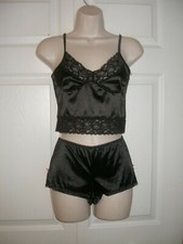 Women s Medium Black Cropped Camisole Top Briefs Underpants Intimate Apparel