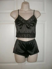 Women’s Medium Black Cropped Camisole Top & Briefs Underpants Intimate Apparel 