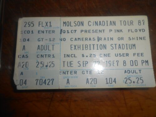 Pink Floyd 1987 Toronto Exhibition Stadium Concert Ticket Stub - Afbeelding 1 van 2