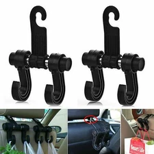 Pair Car Seat Back Headrest Organizer For Bag Coat Hanger Double Hook Holder