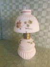 Antique Scarce 1890s Miniature oil lamp Baby McKee Pink floral white satin glass — photo 2