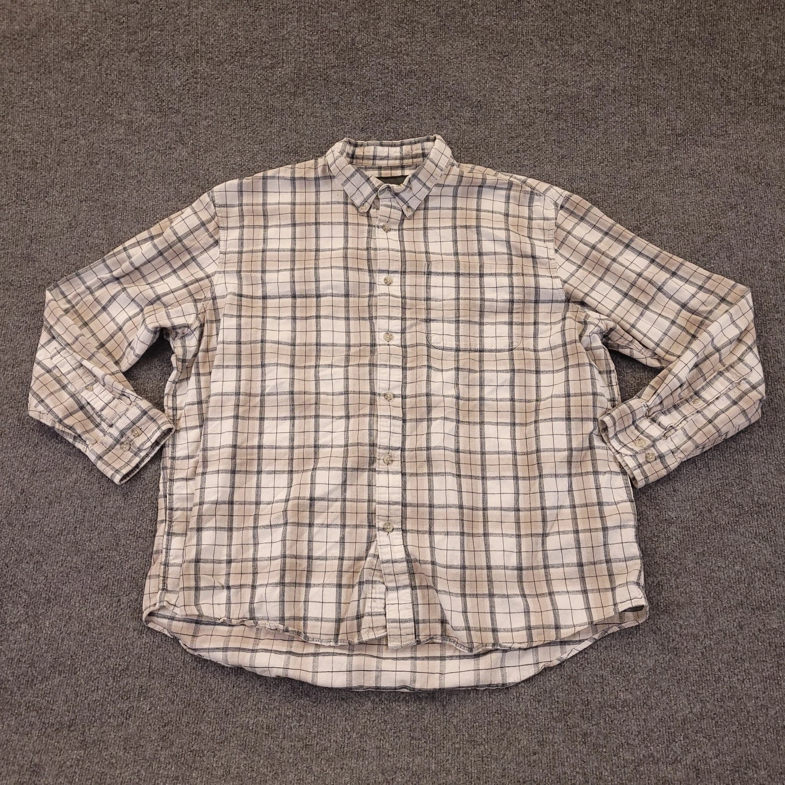 Cabelas Flannel Shirt Mens 2XL Plaid Cotton Long Sleeve Outdoor