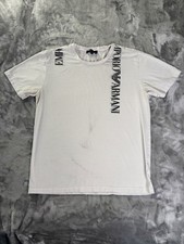 Emporio Armani T-Shirt Mens XL White Crew Neck Short Sleeve Graphic print