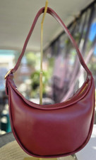 Crescent Shoulder Bag Burgundy NEW Vegan PU Leather Crossbody 10"W X 6.5"H