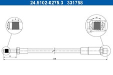 ATE 2x Bremsschlauch 24.5102-0275.3/2x für BMW 5er E39 Touring 520 523 525 tds