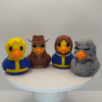 Fallout 3d Printed Jeep Ducks Ghoul, Power Armor, Vault Boy, Vault Girl 3'' Tall