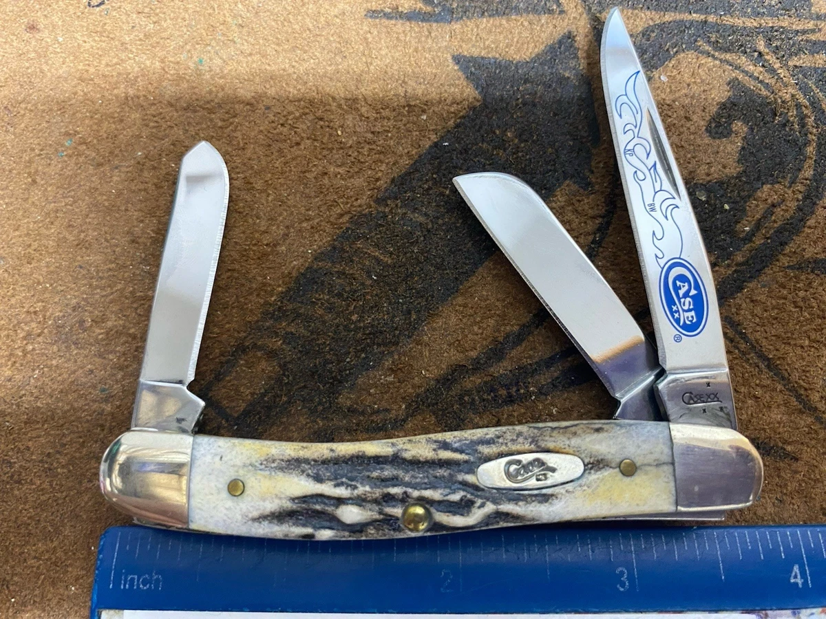 Case XX Stag/Antler Handle Blue Collectible Folding Knives for