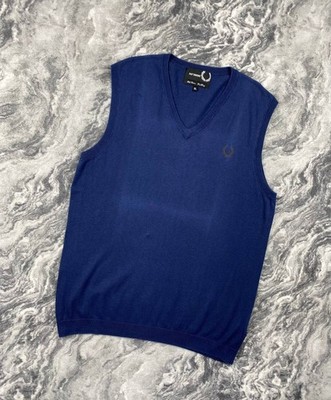 Raf Simons x Fred Perry Vest Sweater Silk Men Size XL Blue