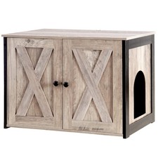 Litter Box Enclosure, Cat Litter Box Furniture Hidden, Reversible Entrance Ca...