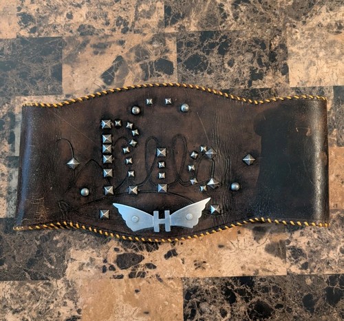 Vintage Handmade Leather Studded Kidney Belt Motorcycle Collectors 1940 - 1950's