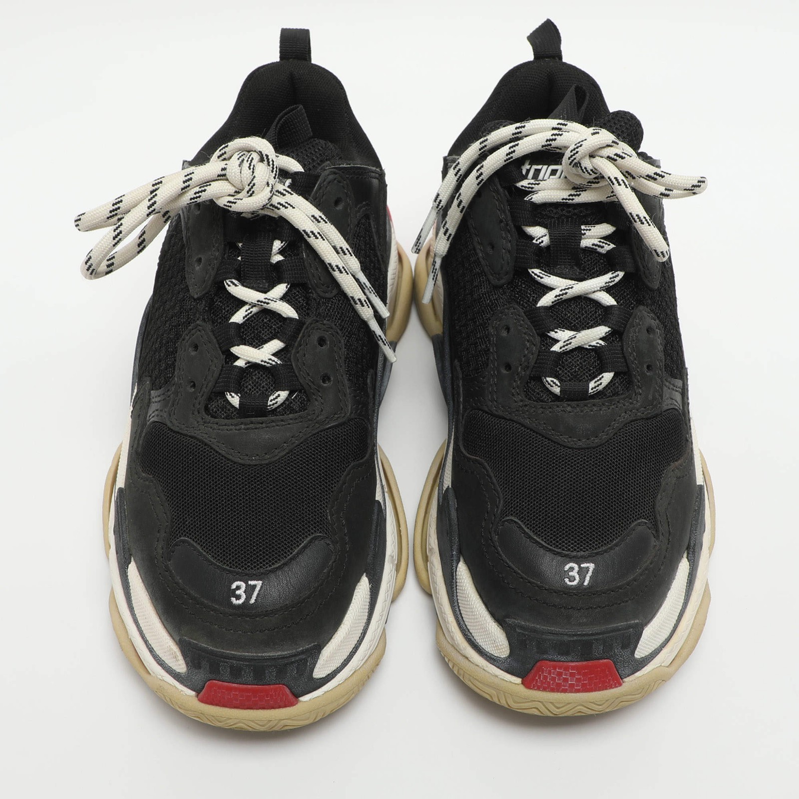 Balenciaga Triple S Size 37 Black Leather and Mesh Low Top Sneakers thumbnail 3