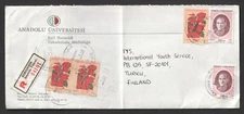 Turkey 1998 Anadaolu University Eskisehir Registered Cover