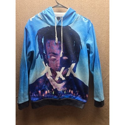 XXXTentacion 3D All Over Print Graphic Hoodie Blue Rap Tribute size small.