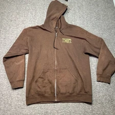 PRCA Mens XL Hooded Full Zip Jacket Brown Rodeo Western Distressed