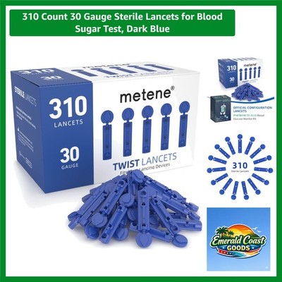 Universal 30 Gauge Lancets for Blood Testing - 310 Count Dark Blue Sterile Set