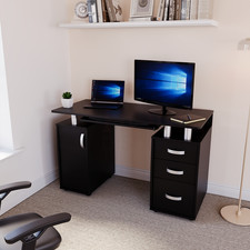 3 Drawer Computer Desk Home Office Work Study PC Laptop Workstation Table