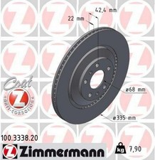 2x ZIMMERMANN Coat Z Disque de frein Arrière pour VW Phaeton 335mm 100.3338.20