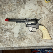 Vintage Die Cast Tootsie Toy PONY BOY Cap Gun Metal Cowboy Pistol White Handle