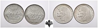 REPUBBLICA ITALIANA 500 lire 1965 LOTTO 2x monete ARGENTO Dante Alighieri