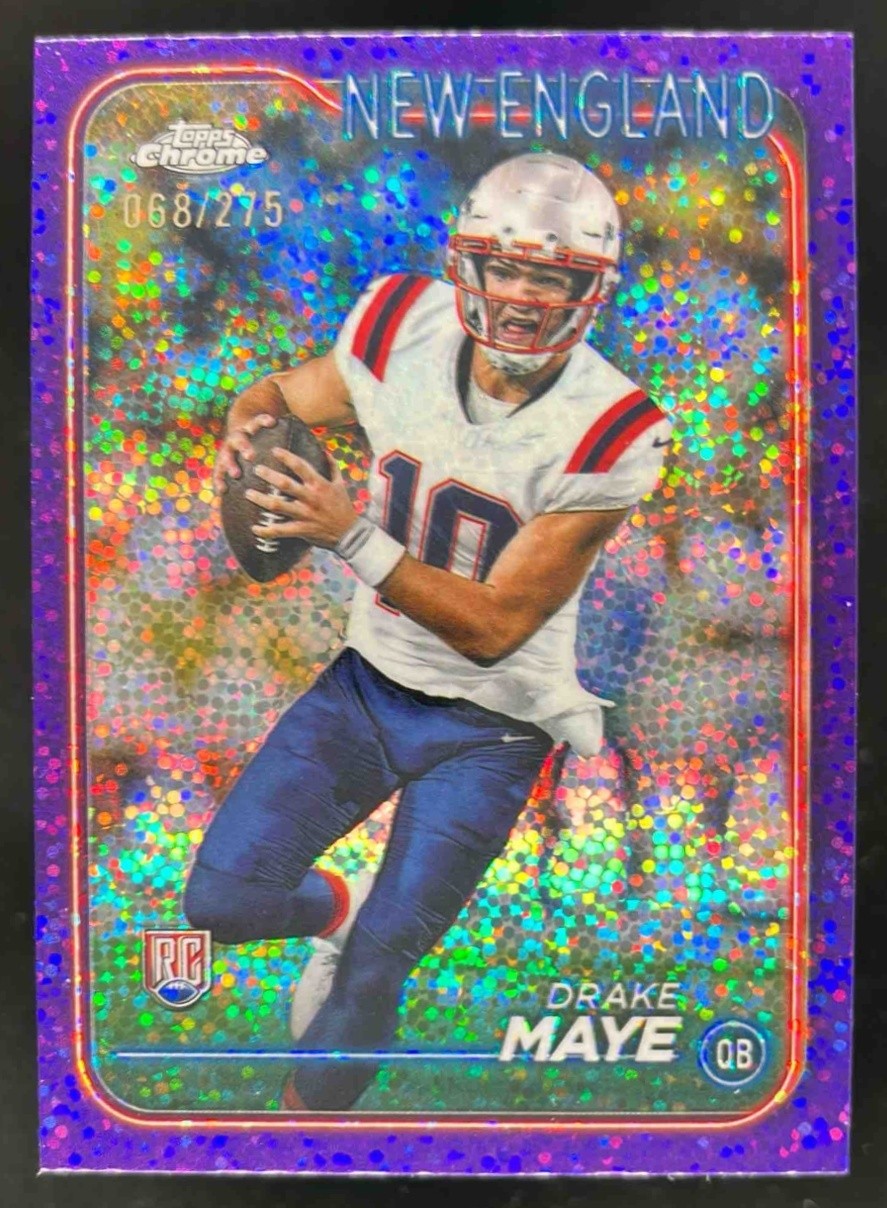 2024 Topps Chrome Drake Maye Purple Speckle Refractor /275 #203 RC Patriots