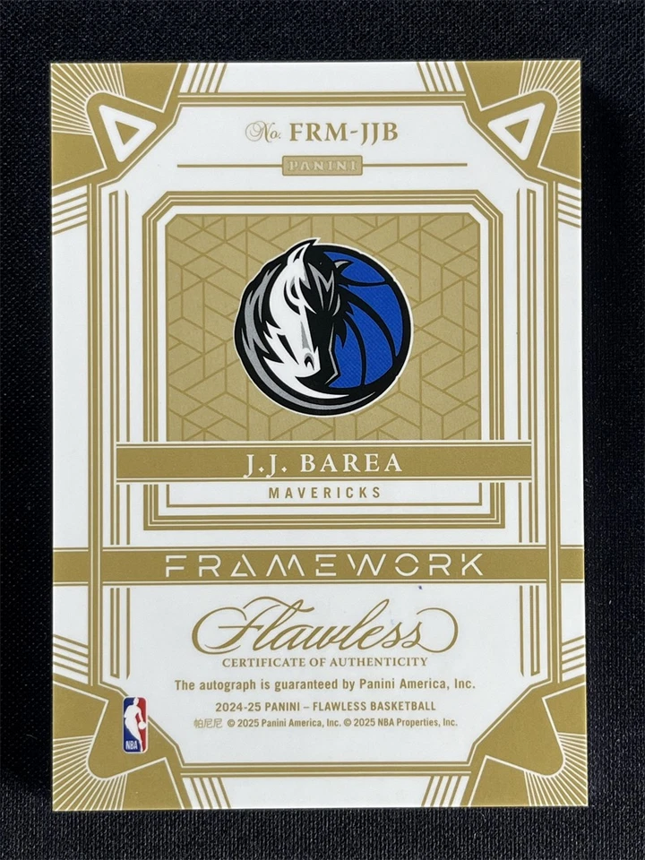 5/8 JSY# 1/1 2024-25 Panini Flawless J.J. Barea Sapphire Framework Auto #FRM-JJB - Image 2 of 2