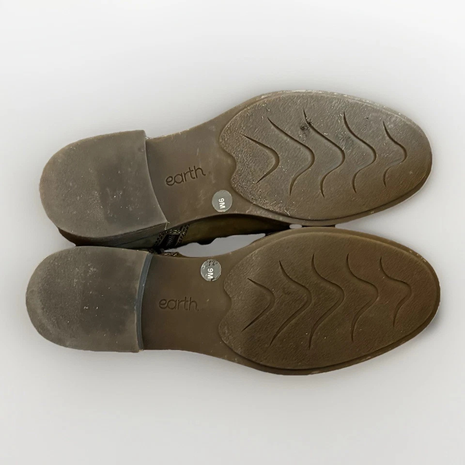 Botas de tornozelo Earth Oslo verde oliva couro nobuck acolchoado conforto 9 excelente estado usado - Imagem 4 de 4