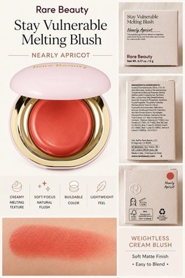 Rare Beauty Stay Vulnerable Melting Blush Nearly Apricot Cream Matte 0.17 oz