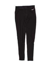 NIKE Womens Dri Fit Graphic Leggings UK 12 Medium Black Polyester NS07