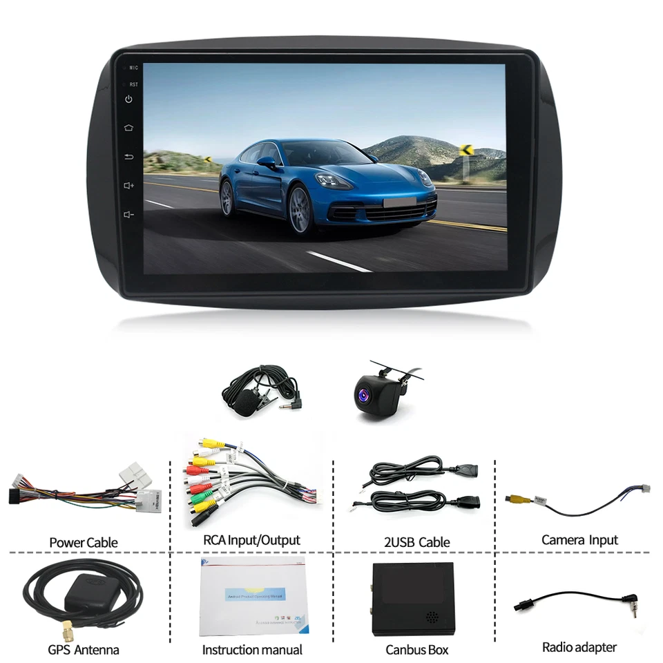 9" 4+64G Android 14 Autoradio Navi GPS BT Carplay Für Smart Fortwo Forfour 453 - Bild 4 von 4