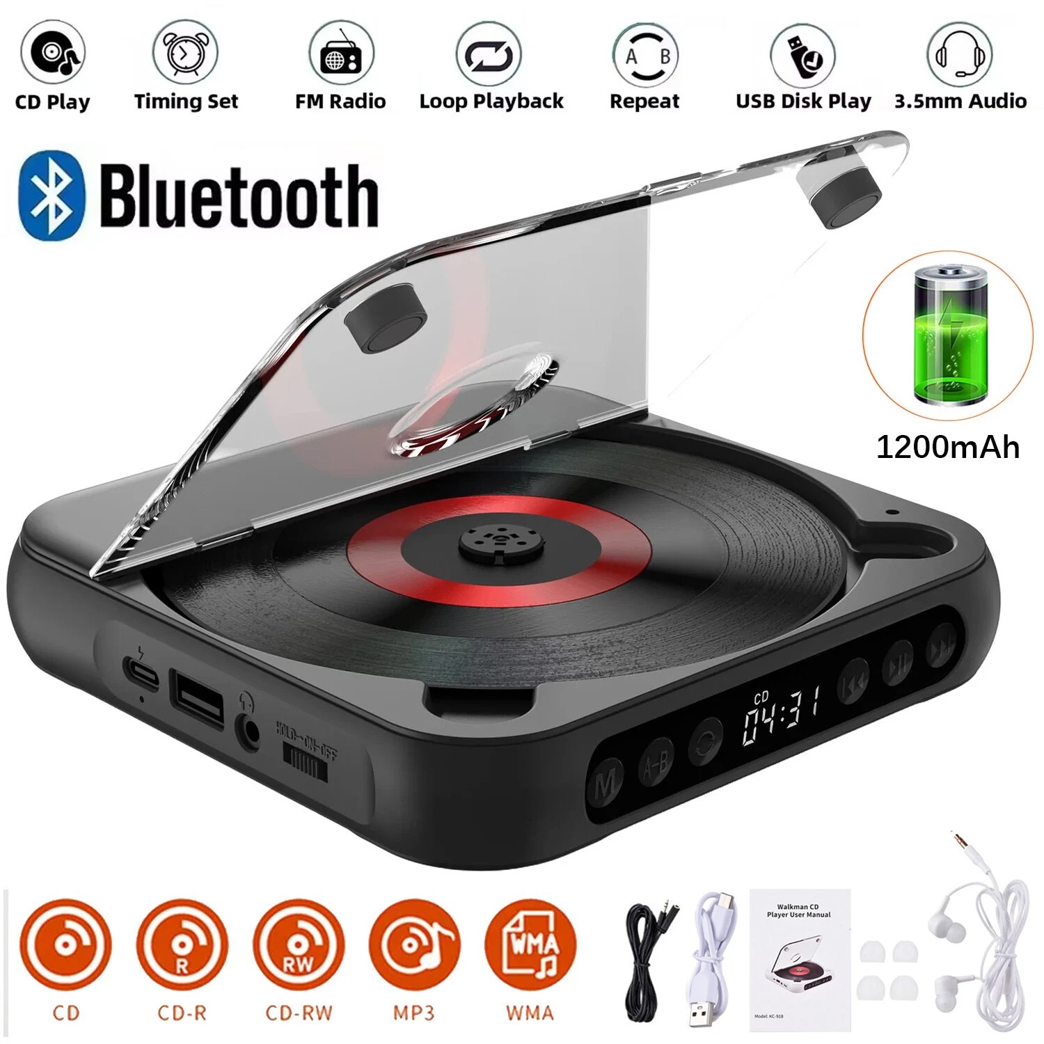 With Bluetooth Portable Personal Cd Players For Car Home