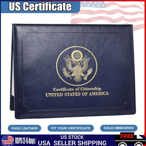 US Citizenship Certificate Holder Naturalization Padded Leatherette Cover