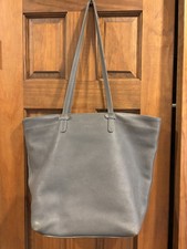Consuela Large Gray Pebbled Zip Tote Bag: No Charm, Inner Pockets, Lined
