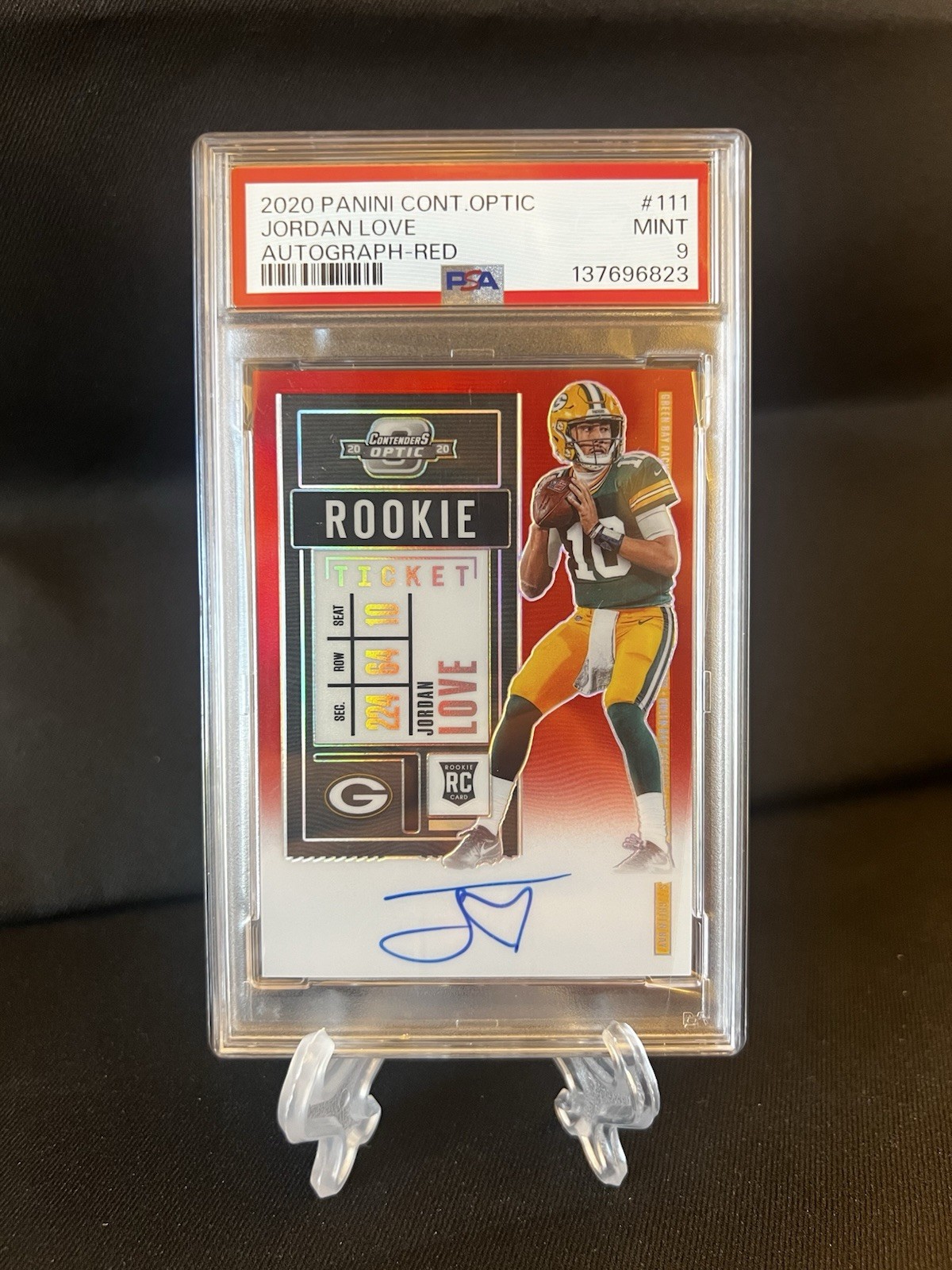 2020 Panini Contenders Optic - Rookie Ticket Auto /199 Jordan Love #111 - PSA 9
