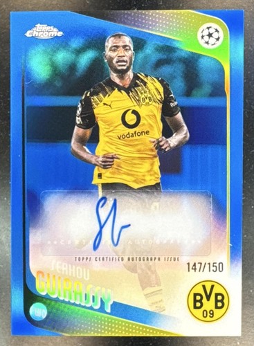 2025-26 Topps Chrome UEFA Serhou Guirassy #CA-GU Auto Blue Refractor 147/150