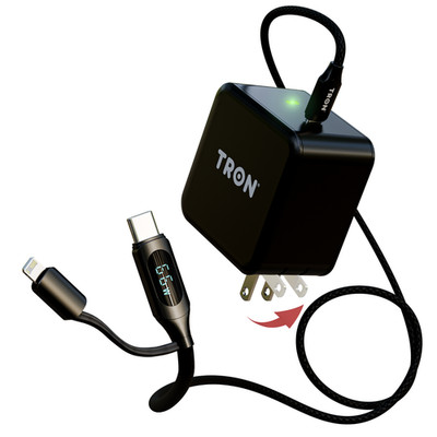 25W USB-C Power Adapter with 5FT 2-in-1 Digital Display Braided Cable TR69