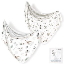 GRSSDER Baby Blankets Super Soft Stretchy Jersey Swaddle Blanket 2 Pack for Girl