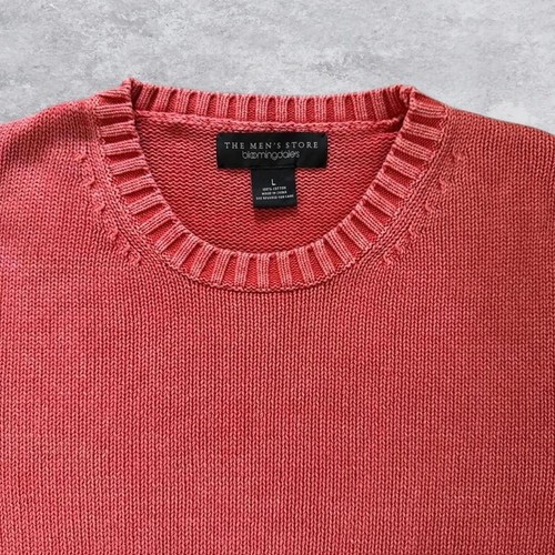 The Mens Store Bloomingdales Orange Cotton Crewneck Sweater Large Ribbed Knit