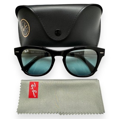Ray-Ban RB 0707SM Sunglasses Gloss Black Light Silver Blue Mirror 53mm w/case