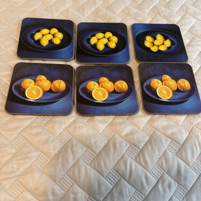 Pimpernel Cork Coasters England Citrus Lemon Orange Martha Pier Williams Bed 