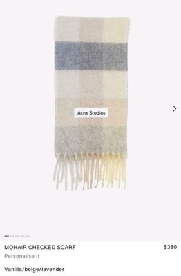 Acne Studios Check Mohair Scarf  Vanilla Beige Lavender Great Conditioner