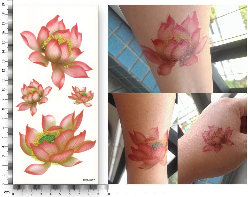 MARKENLOS Blume Einmal Tattoos Seerose Wasserrose Temporäre Tattoo Body Sticker Rose