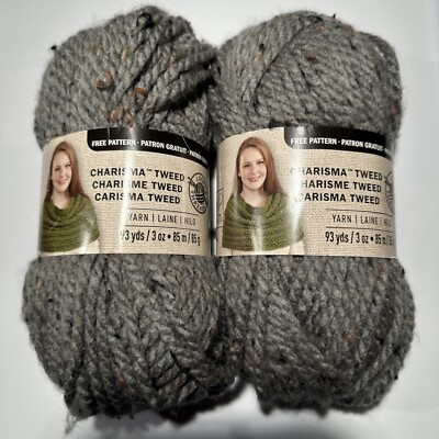 LOT of 2 CHARISMA TWEED in GRAY 93yds 3oz Loops & Threads