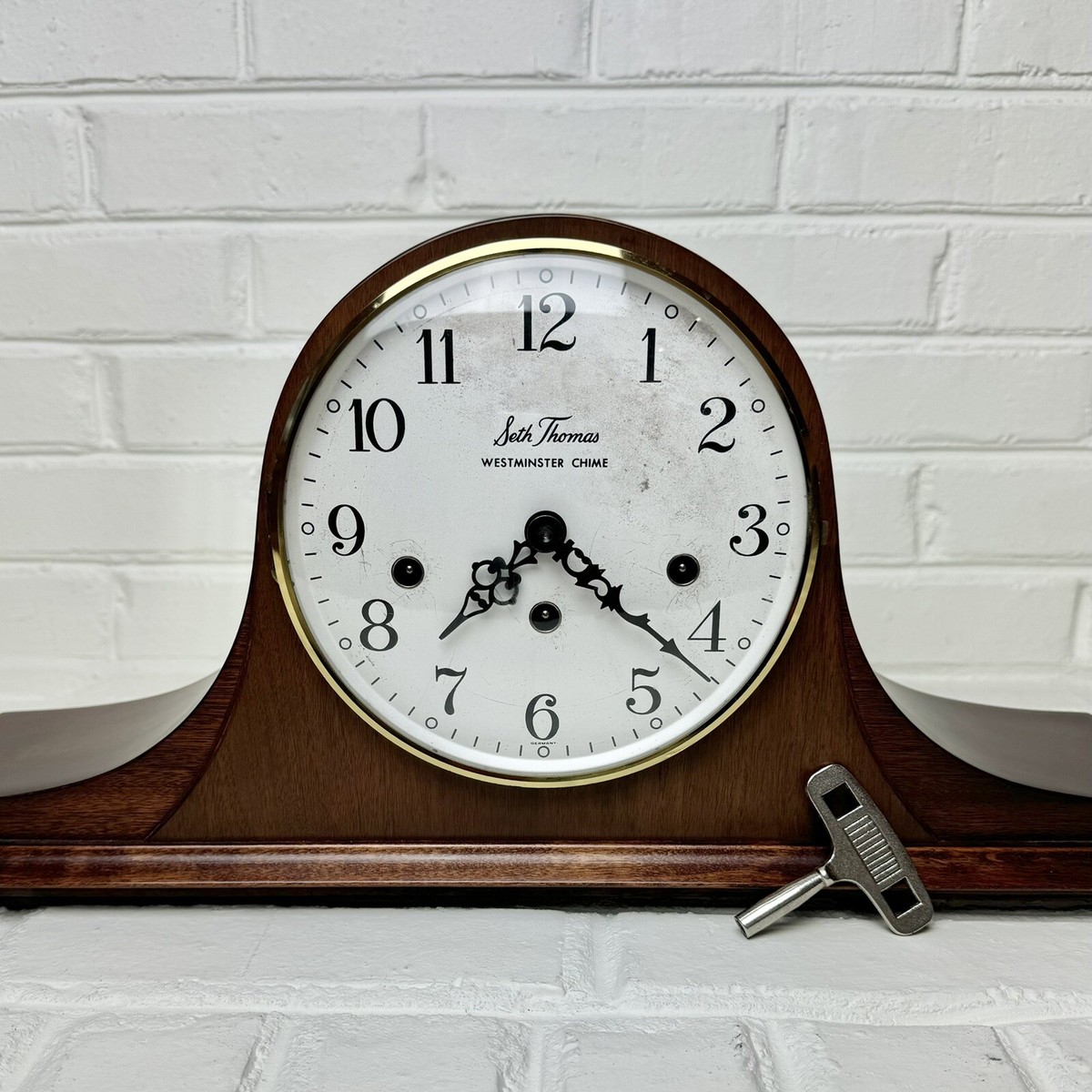 ancham様 ❶❺ Seth Thomas Westminster Mantel Chime Clock w/ Orig Key & Box