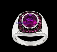 Natural Amethyst & Tourmaline Gemstones with 925 Sterling  Silver Men Ring #CA80